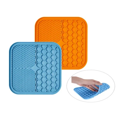 Lick Mat for Dogs Slow Feeder Licking Mat Anxiety Relief Lick Pad with Suction Cup for Peanut Butter Training Calming Mat 2 Pack